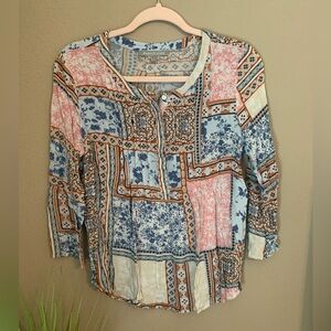 Daniel Rainn Women's Gilligan Patchwork Pintuck Top. Size M.